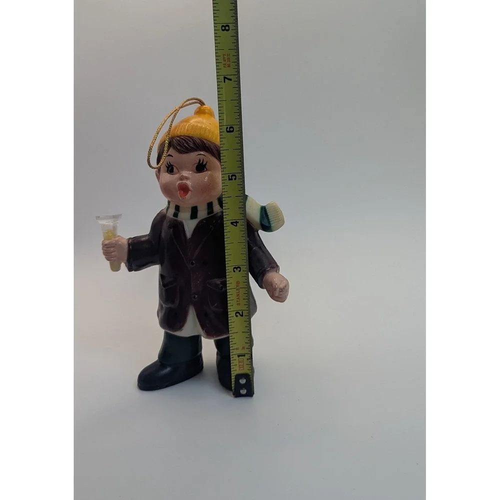 Vintage 1984 Carolites Boy Caroler Musical Christmas Plastic Ornament Works 6.5